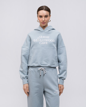 AMIRI Blue hoodie with textured logo AWJYHD1024
