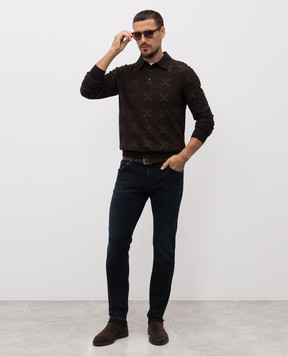Dolce&Gabbana Brown wool and silk patterned polo shirt GXZ25TJGMAB
