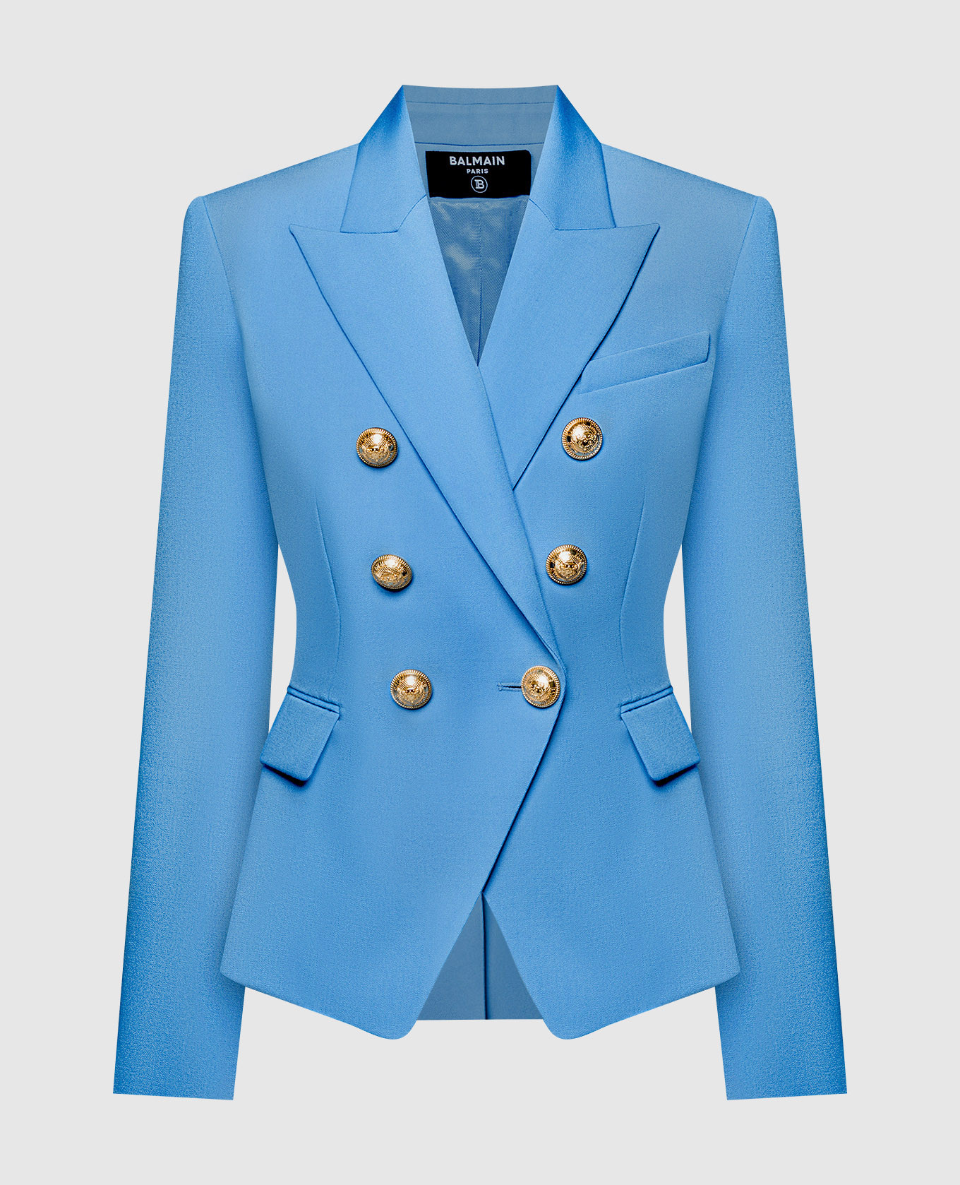 

Blue double-breasted wool jacket Balmain, Голубой