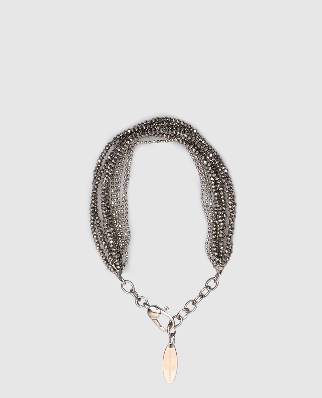 Gray multilayer bracelet with silver brunello cucinelli