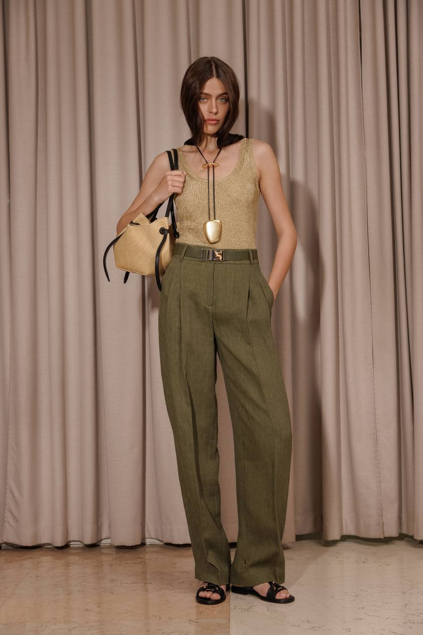 SIAMESE green linen pants Max Mara 6
