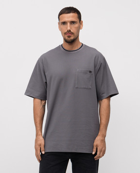 Dolce&Gabbana Grey T-shirt with DG logo monogram embroidery G8ST3ZHU7UT