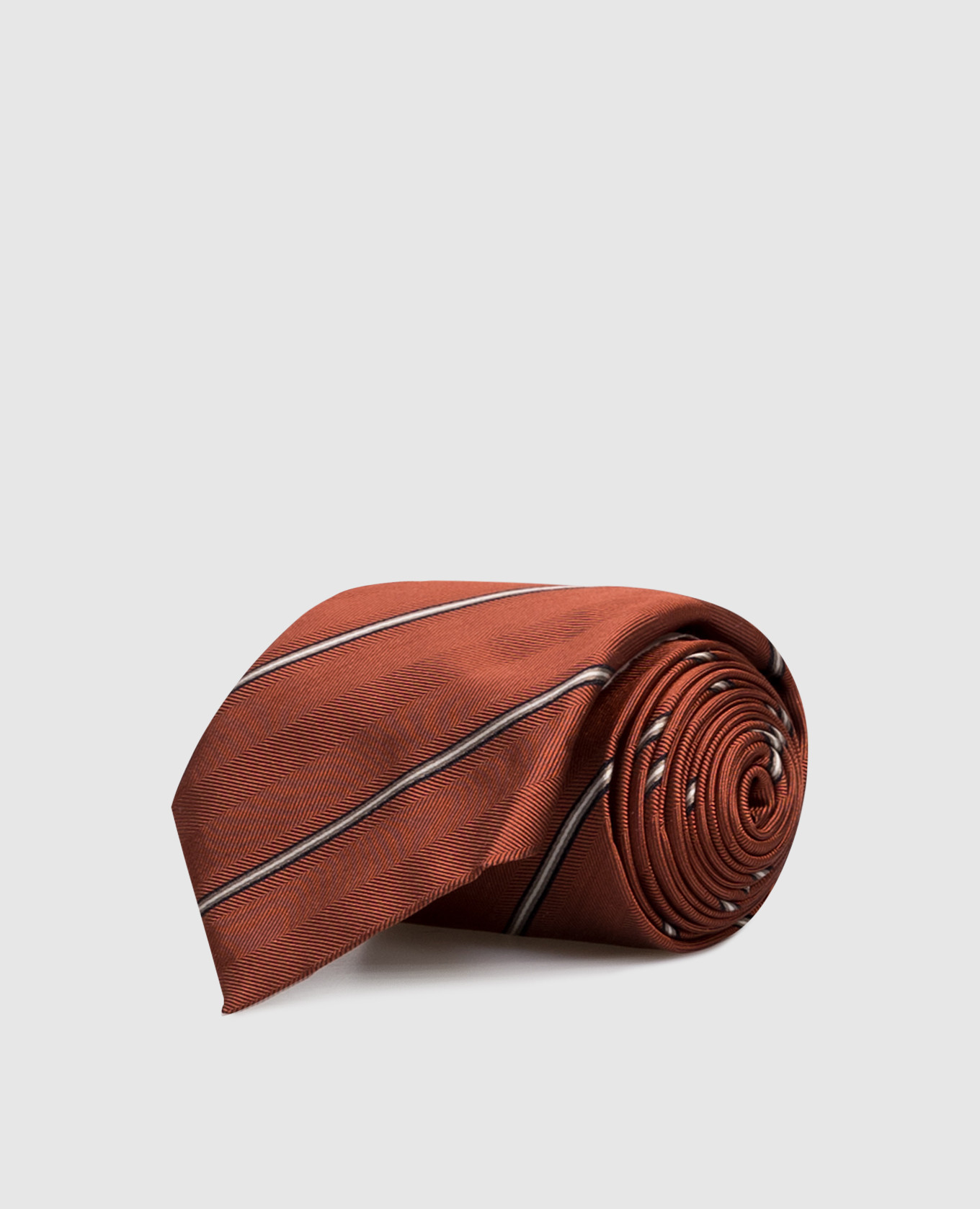Orange striped silk tie Brunello Cucinelli