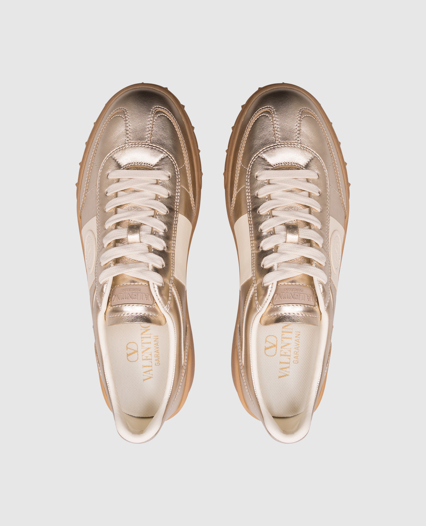 

UPVILLAGE gold leather sneakers with logo Valentino, Golden