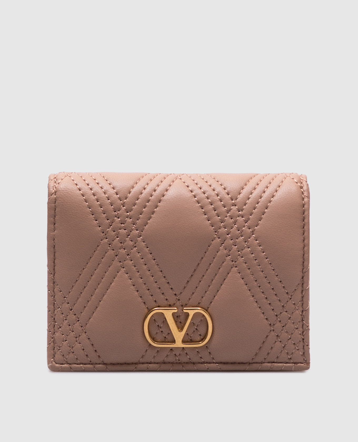 

Pink QUILTIE leather wallet with VLogo logo Valentino