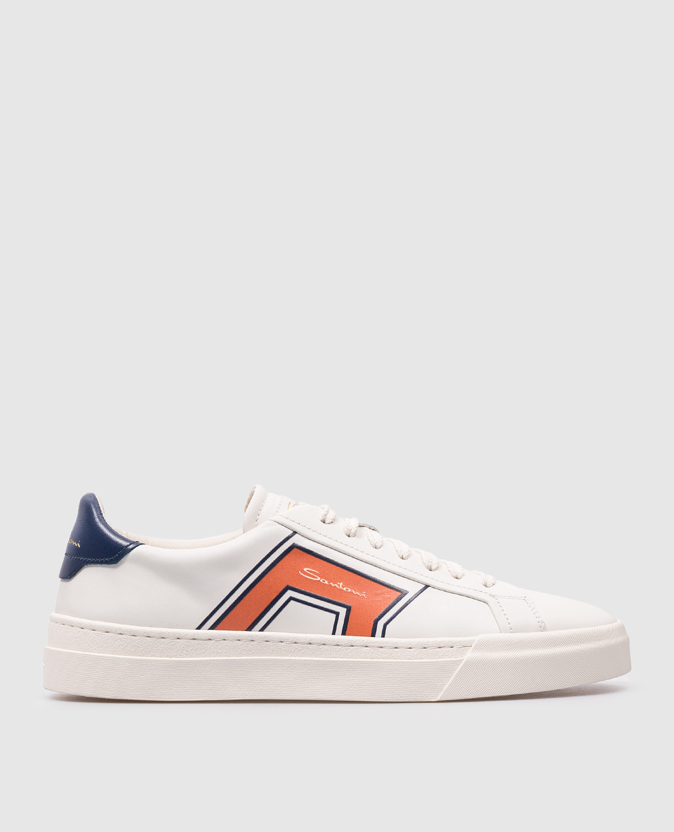White leather trainers with logo santoni