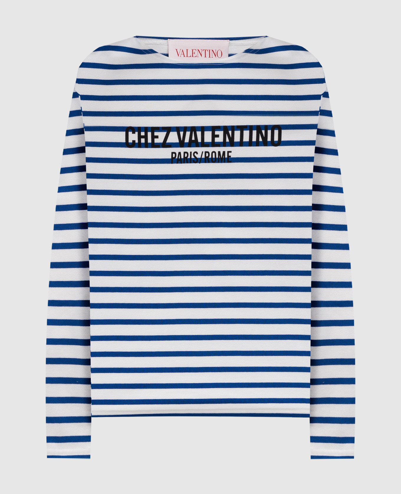 

White striped long-sleeve shirt with Chez Valentino logo print Valentino