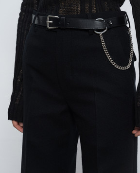 Ann Demeulemeester Dine black leather belt with chain B0013254LT128