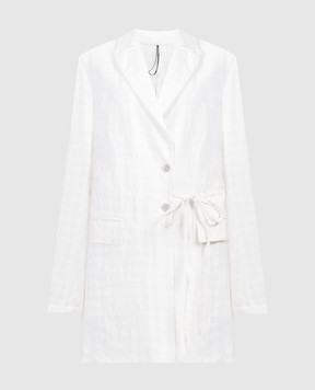 Masnada Beige checkered jacket with a slit 7600