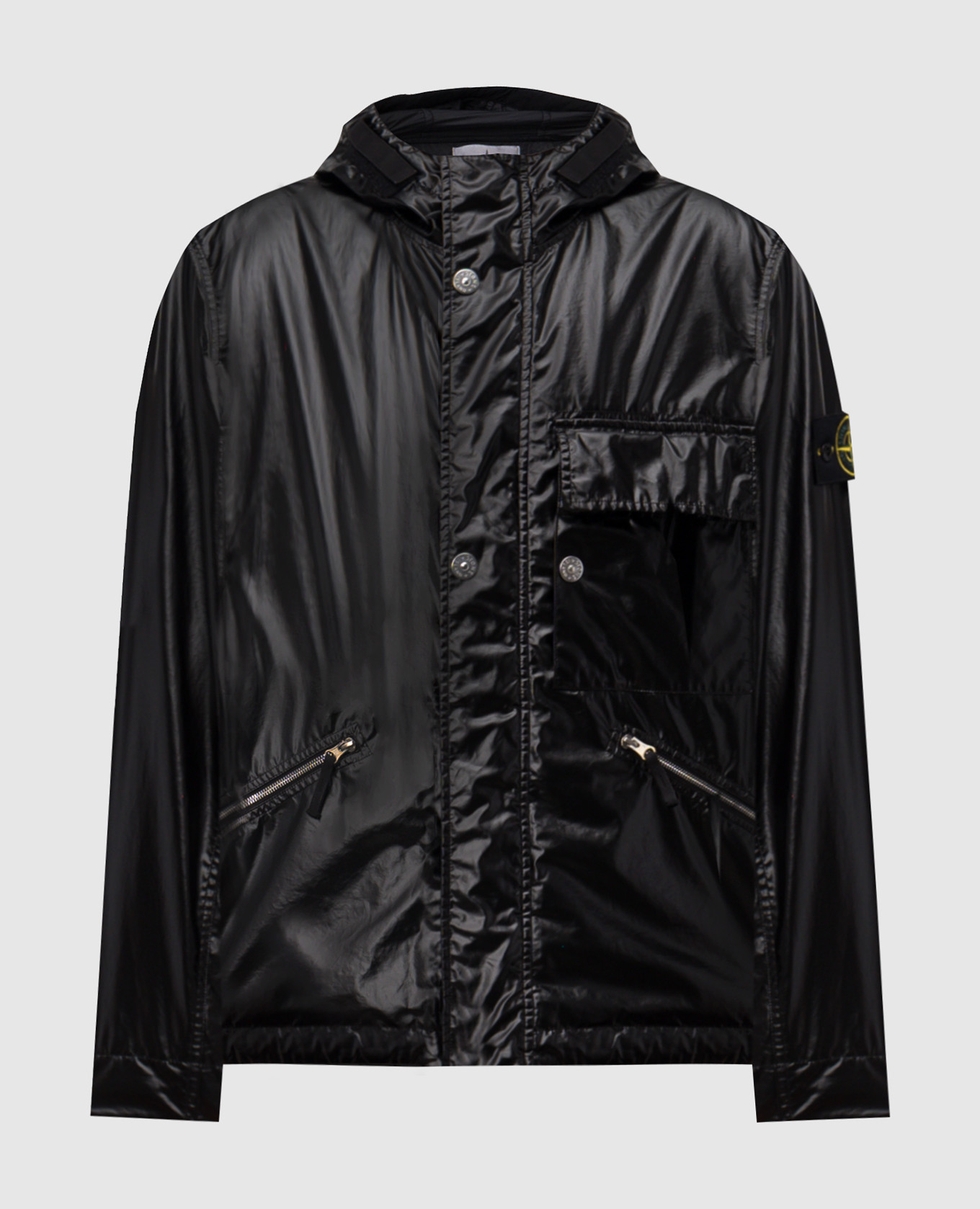 Black Mussola Gommata Logo Jacket Stone Island