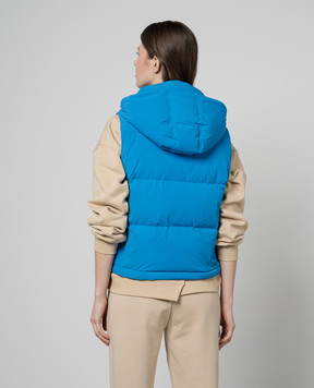 Yves Salomon Army Blue quilted down vest 24EFG01455B01W