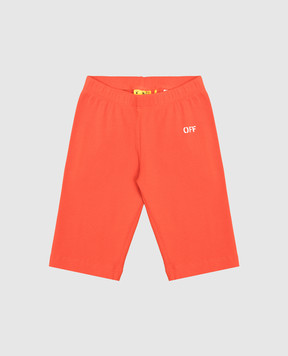 Off-White Children's orange ribbed shorts with logo print OGCD002S25JER001