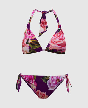 Dolce&Gabbana Purple floral print swimsuit O8A03JFSG9Q