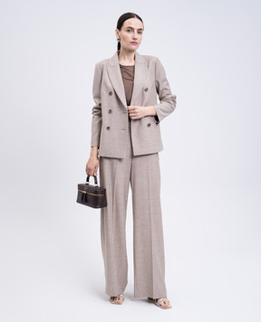 Peserico Beige checked wool pants A0456906413