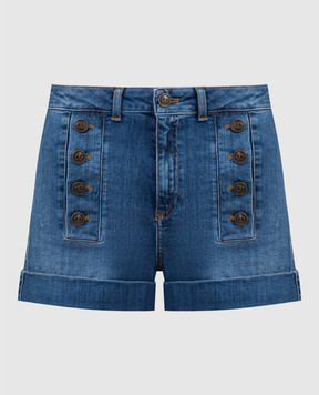 Twinset Blue denim shorts with logo 241TP2663