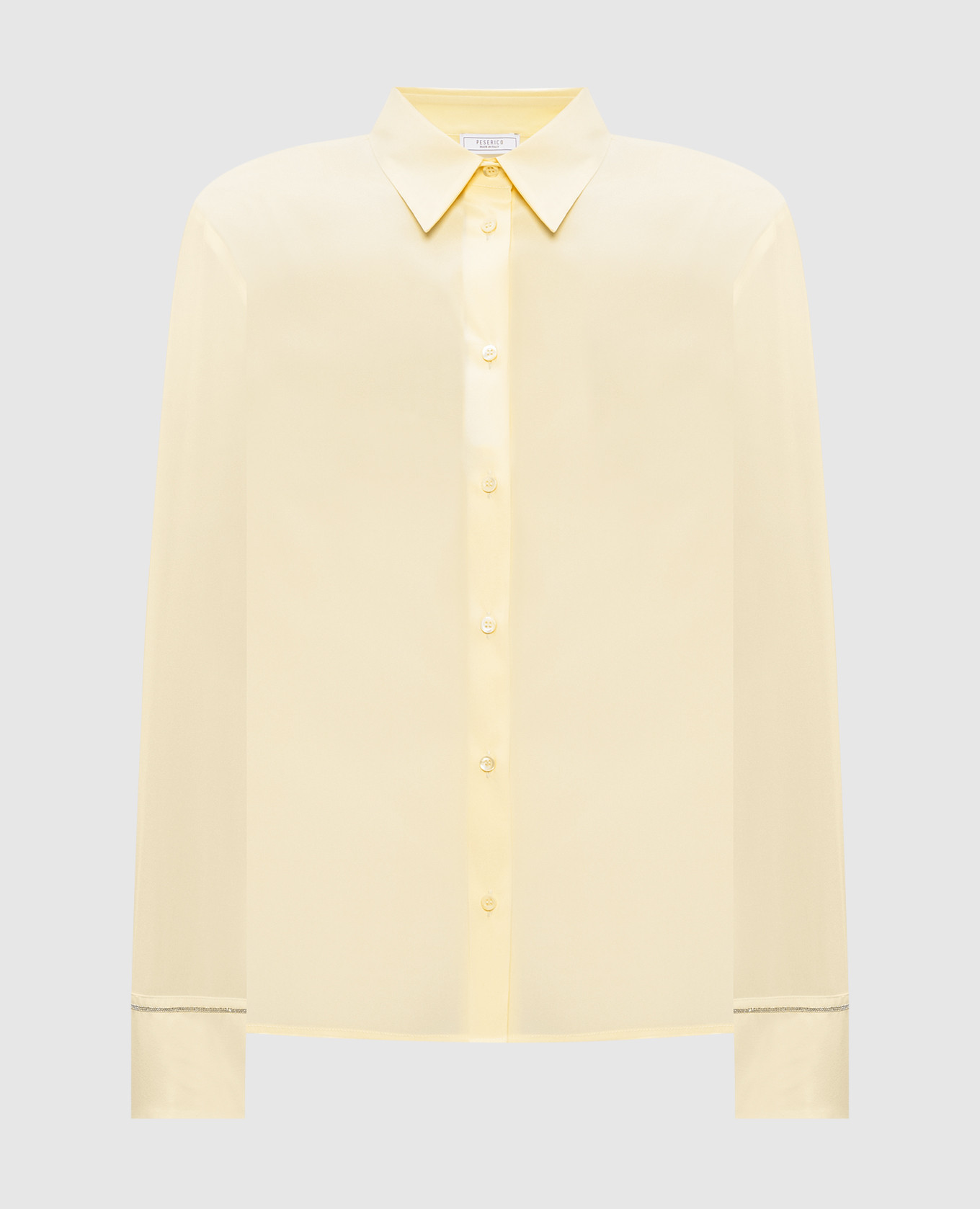 

Yellow silk blouse with monil chain Peserico
