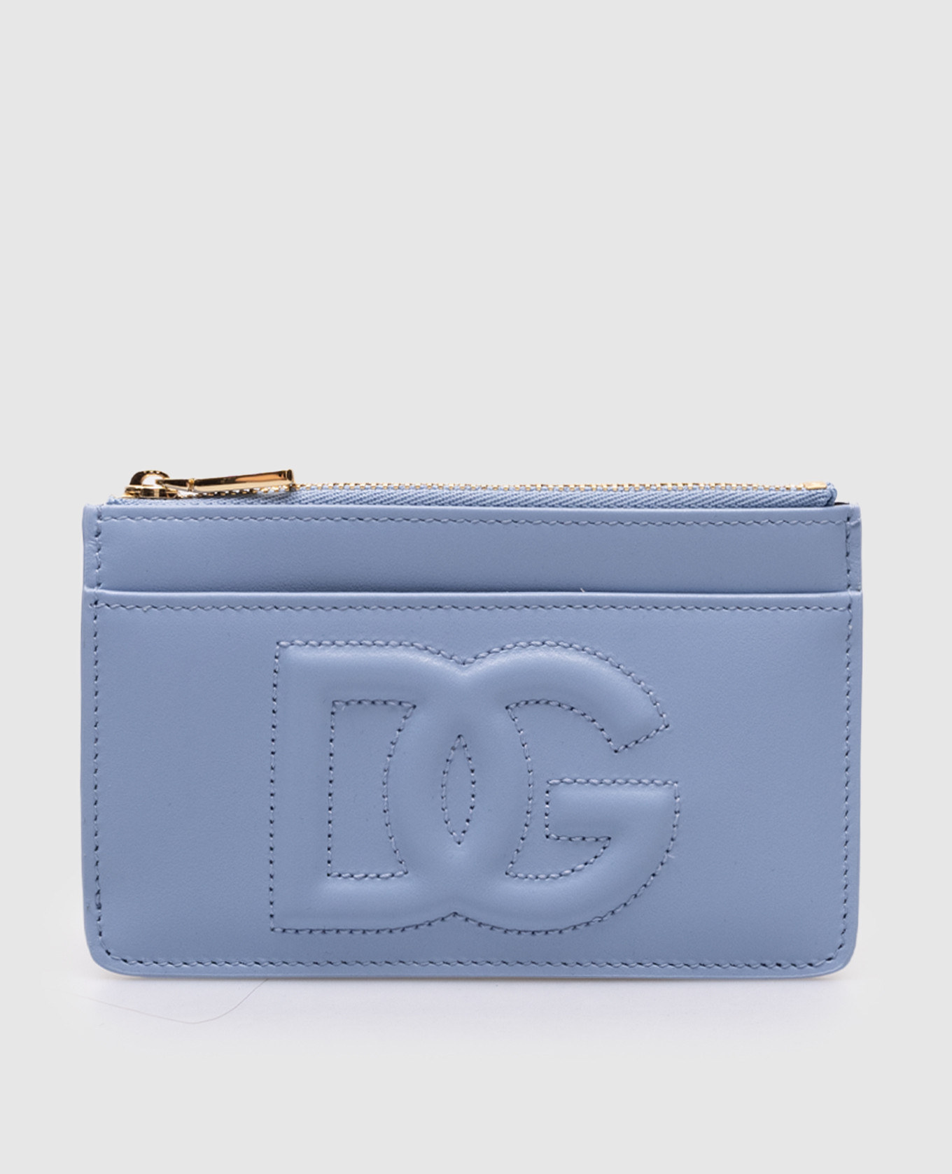 

Blue leather cardholder with textured logo Dolce&Gabbana, Light blue