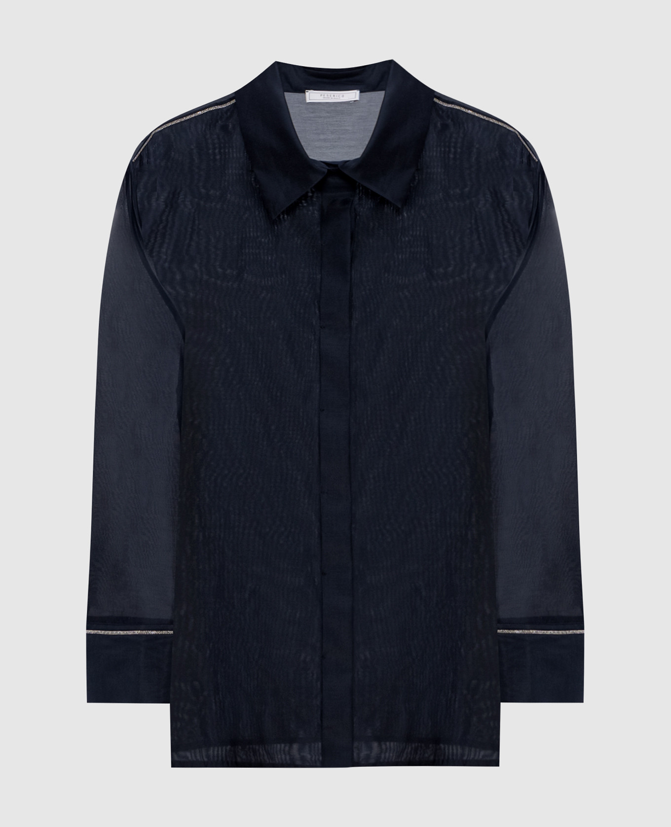 

Blue silk blouse with monil chain Peserico