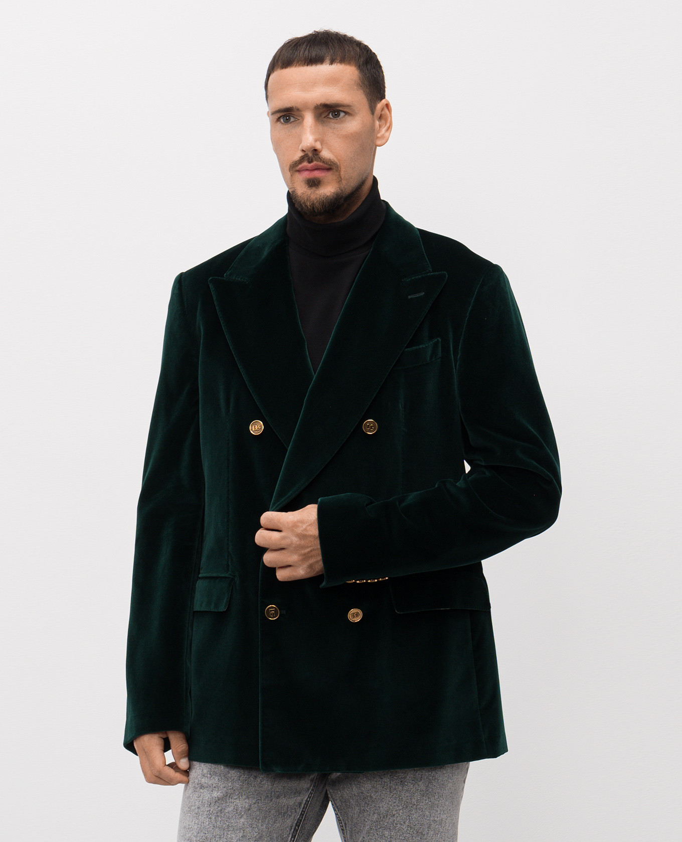 Sicilia green double-breasted velvet jacket Dolce&Gabbana 3
