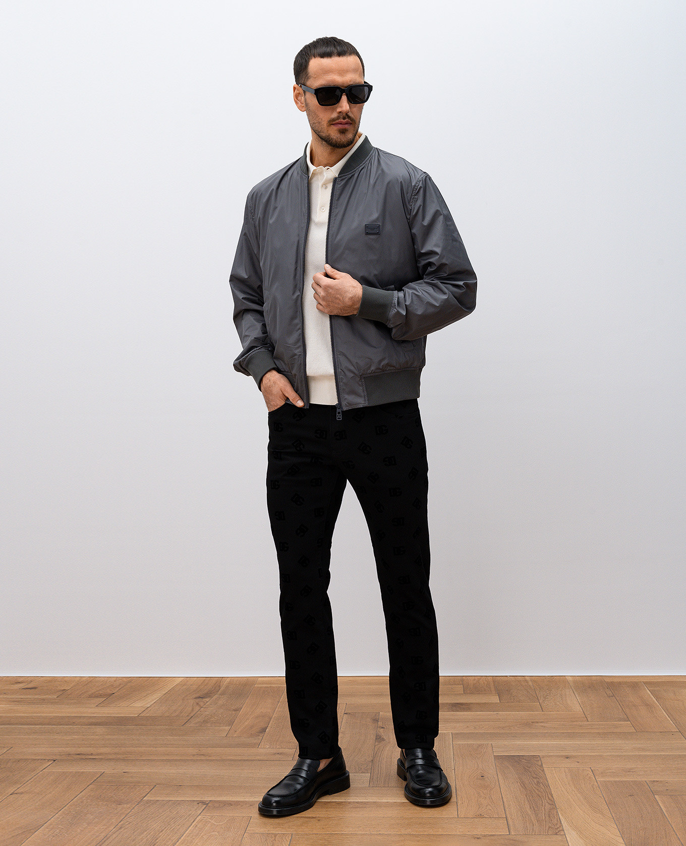 Black slim jeans with DG monogram logo texture pattern Dolce&Gabbana 2