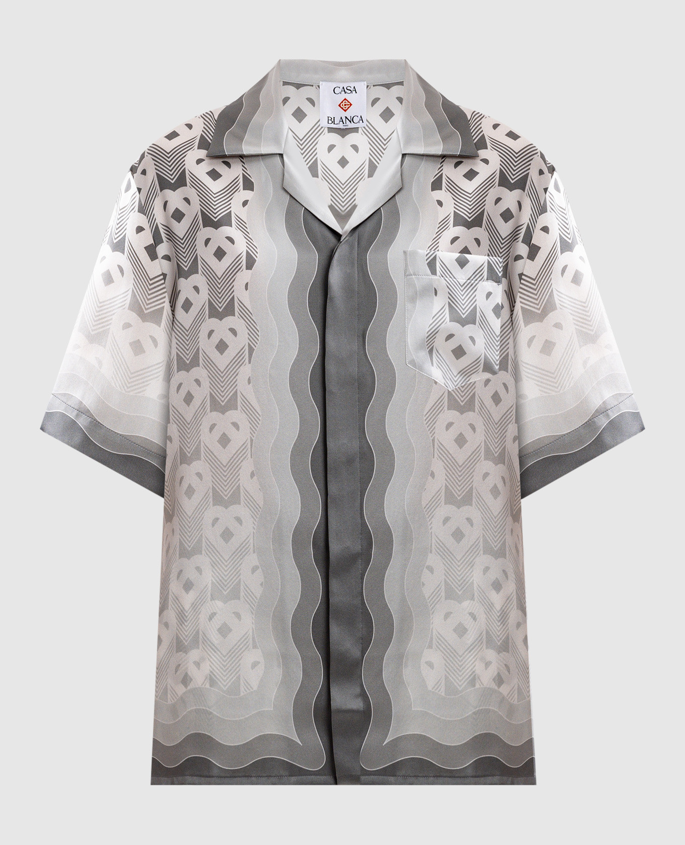 Grey silk blouse with logo print Casablanca