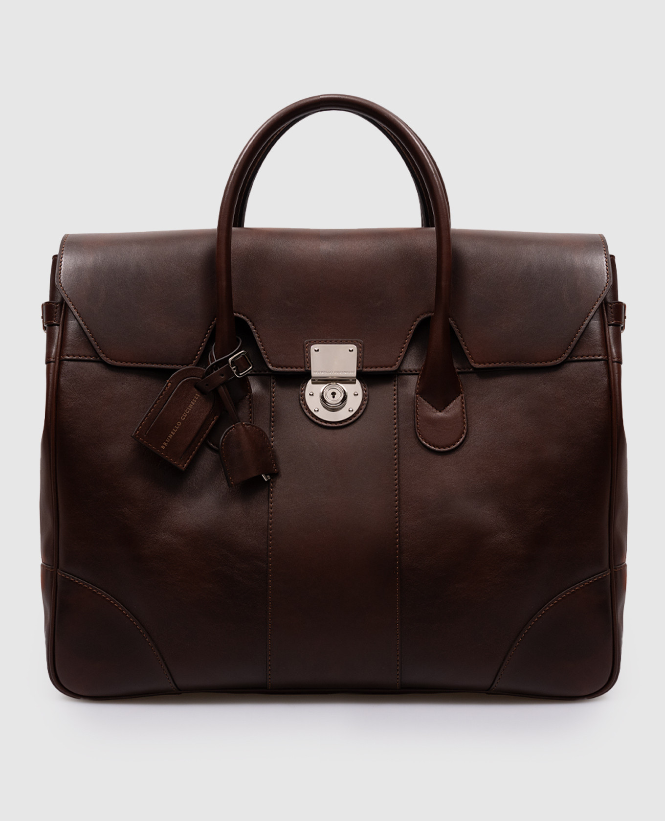 

Brown leather travel bag Brunello Cucinelli, Коричневый
