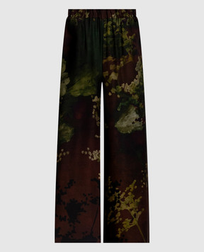 Masnada Brown pants with abstract print 7972