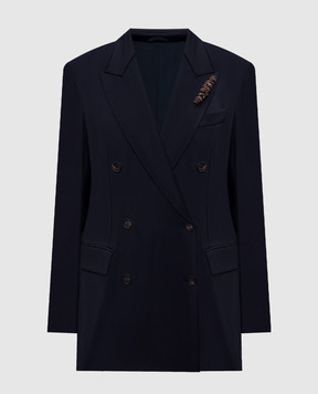 Brunello Cucinelli Blue double-breasted wool jacket MB1667541
