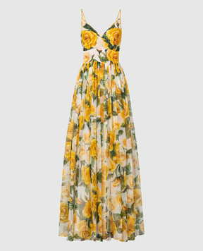 Dolce&Gabbana White floral printed silk maxi dress F6J8BTIS1P2