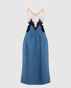 Gabriela Hearst Blue Althea Lace Linen and Silk Blend Dress 3254282T120W02
