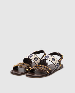 Valentino Brown leather sandals with embroidery 6W2S0LP2CJK