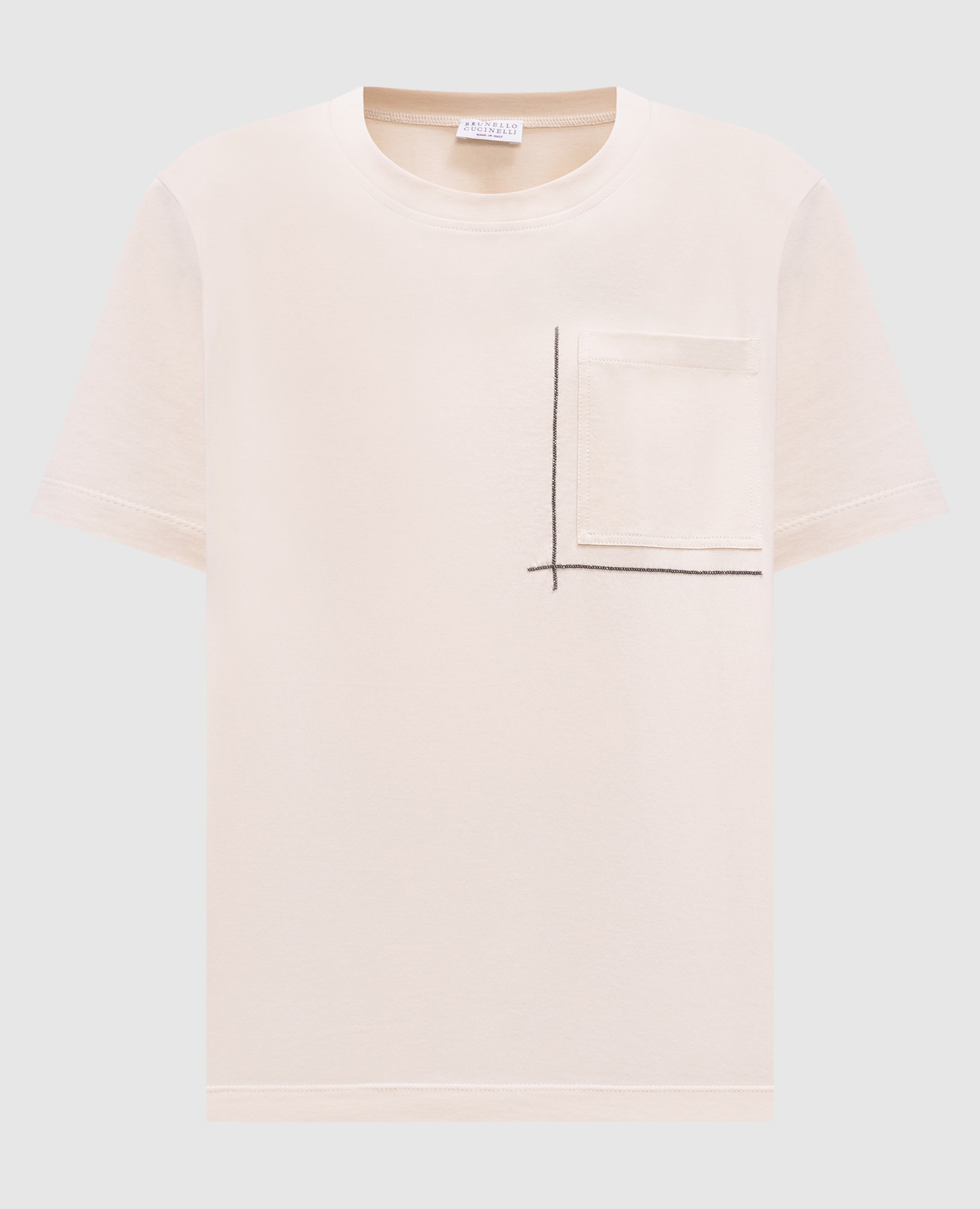 Beige T-shirt with monil chain Brunello Cucinelli