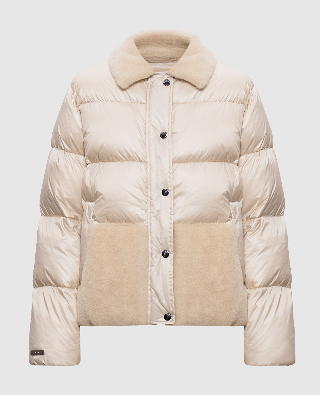 Beige quilted down jacket with wool Peserico