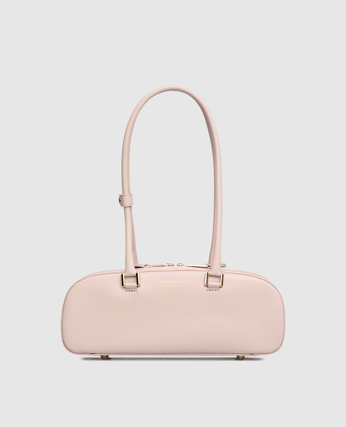 

Pink leather baguette bag with logo Christian Villa