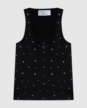 Giuseppe Di Morabito Milano Black ribbed top with crystals 02SSTO25702296