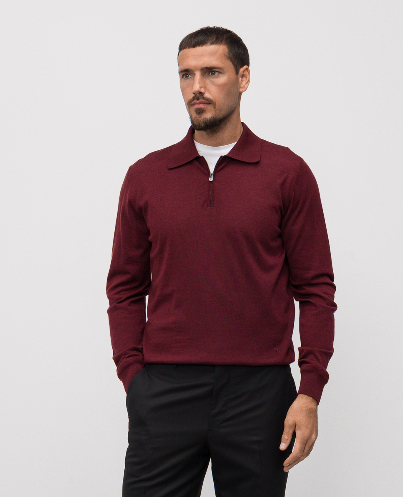 

Burgundy wool polo shirt ISAIA