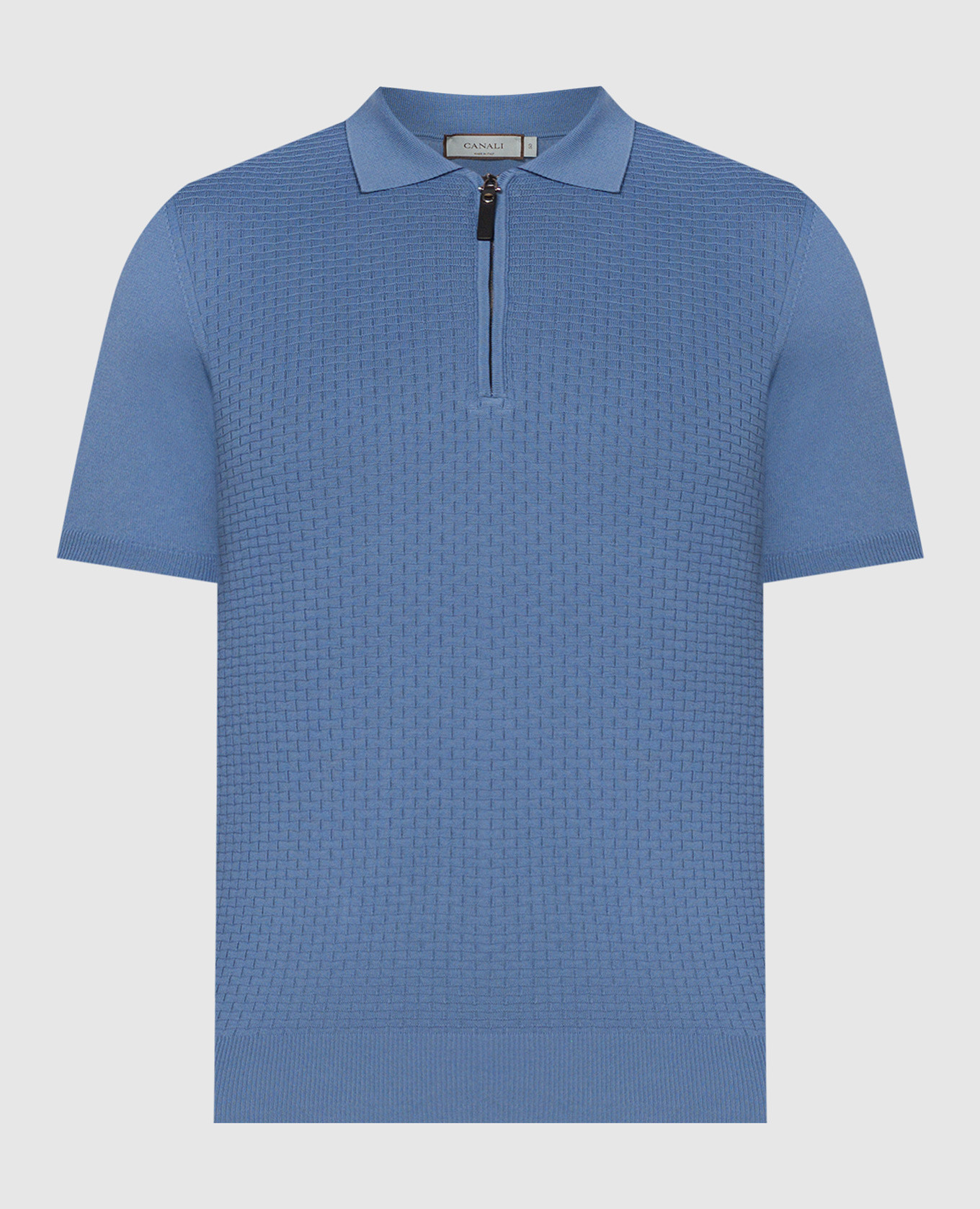

Blue polo shirt with textured pattern Canali, Light blue