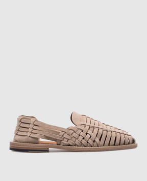 Brunello Cucinelli Beige suede braided loafers MZUCOBM313