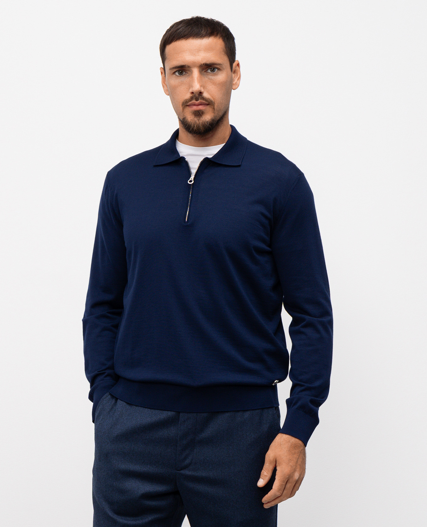 

Blue wool, silk and cashmere polo shirt Stefano Ricci
