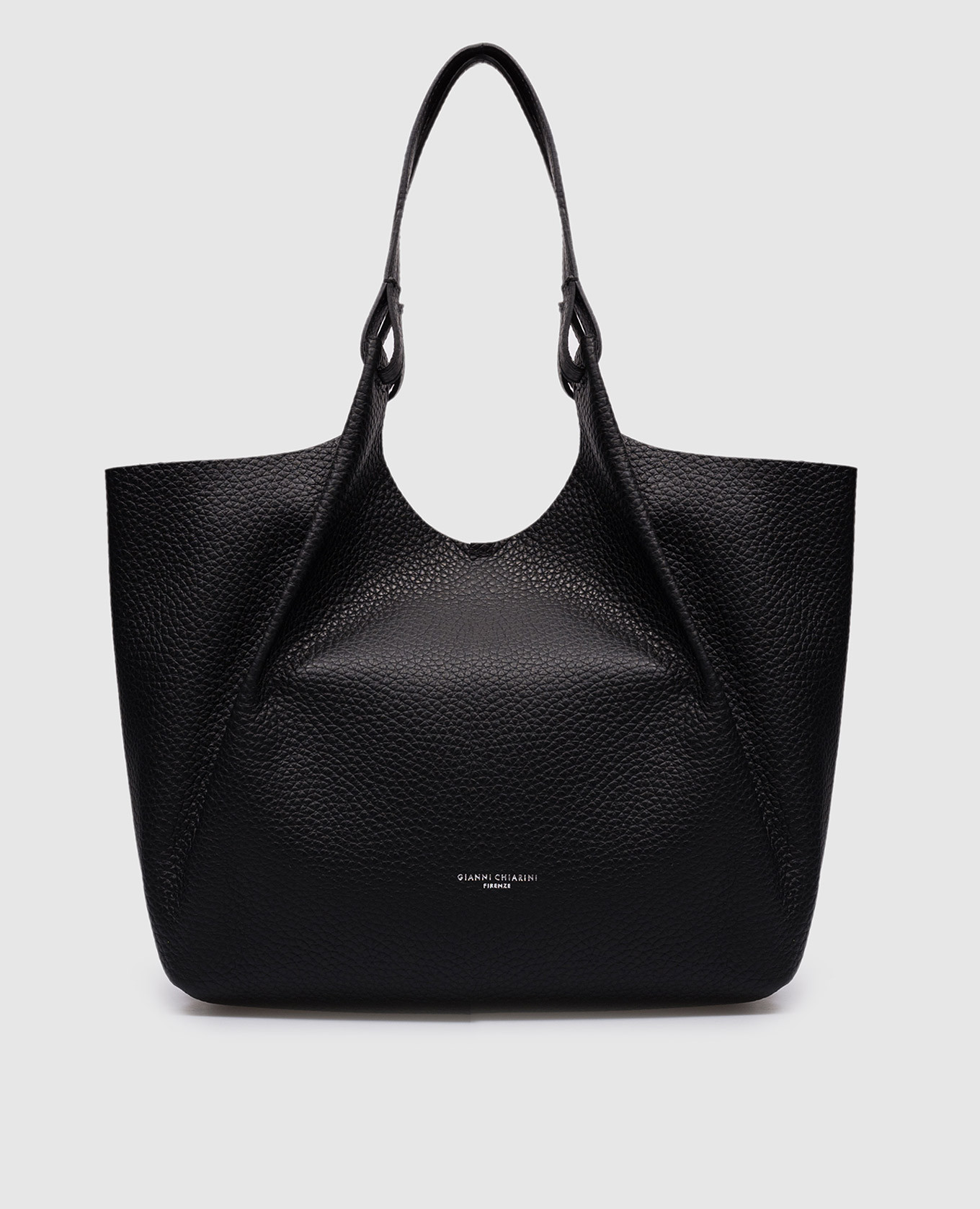 

Black leather DUA tote bag with logo print Gianni Chiarini, Черный