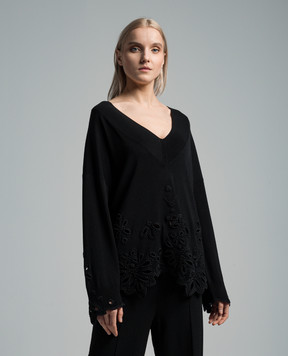 Ermanno Scervino Black pullover with lace D445M331IIKT