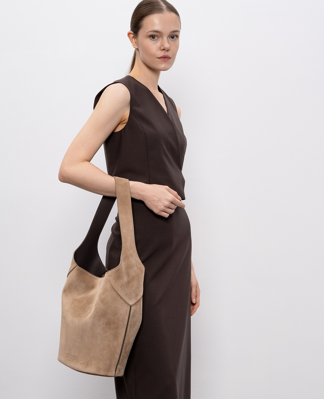Beige suede bag with logo Brunello Cucinelli 2