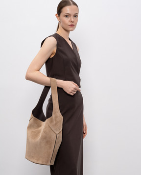 Brunello Cucinelli Beige suede bag with logo MBSUD2751P