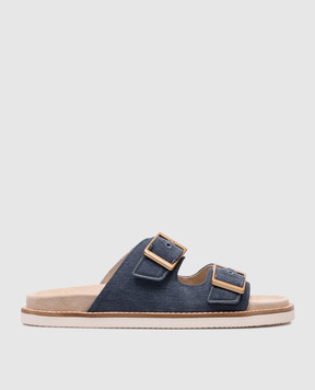 Brunello Cucinelli Blue flip-flops with logo engraving MZUJMXY235