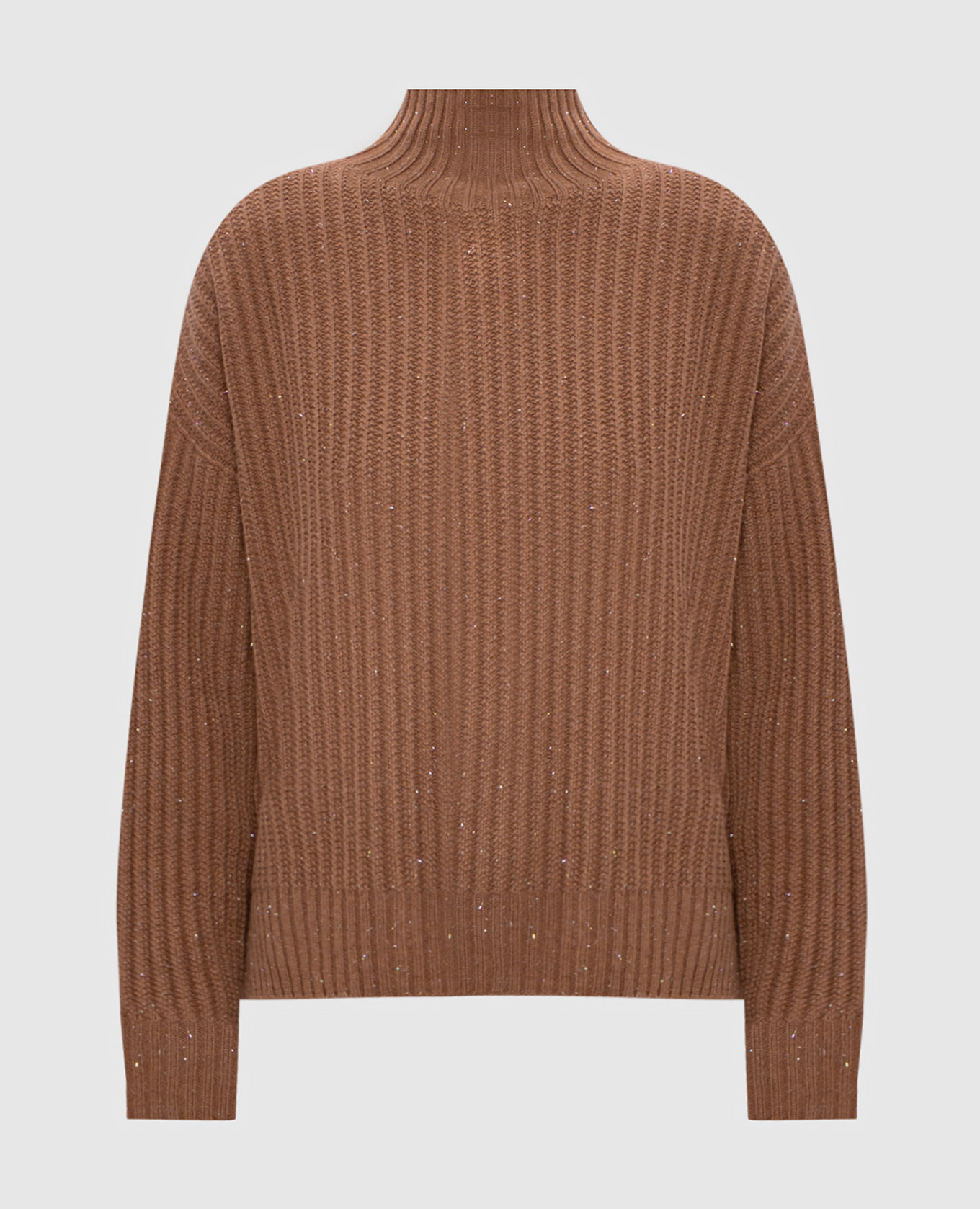 

Brown sweater with wool, silk and cashmere with lurex Peserico, Коричневый