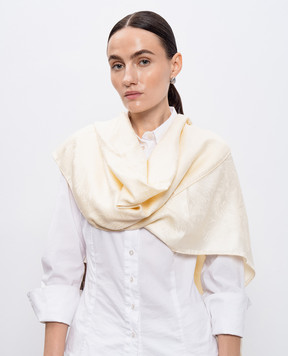 Etro Beige silk and wool patterned scarf WATA0010AQ215