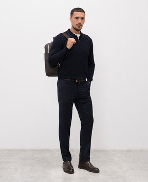 Bertolo Cashmere Blue wool and silk polo shirt 902519002532
