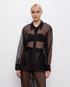 Khaite Herschel black striped silk blouse 23793000