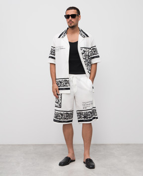 Dolce&Gabbana White shorts with Majolica print GV37ATII7HN