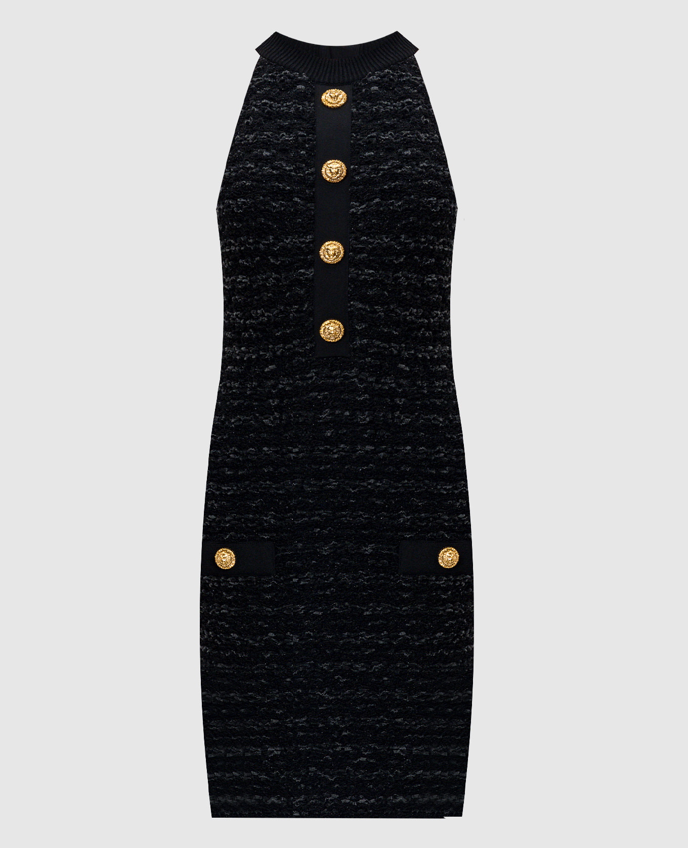 Black tweed dress with branded accessories Balmain